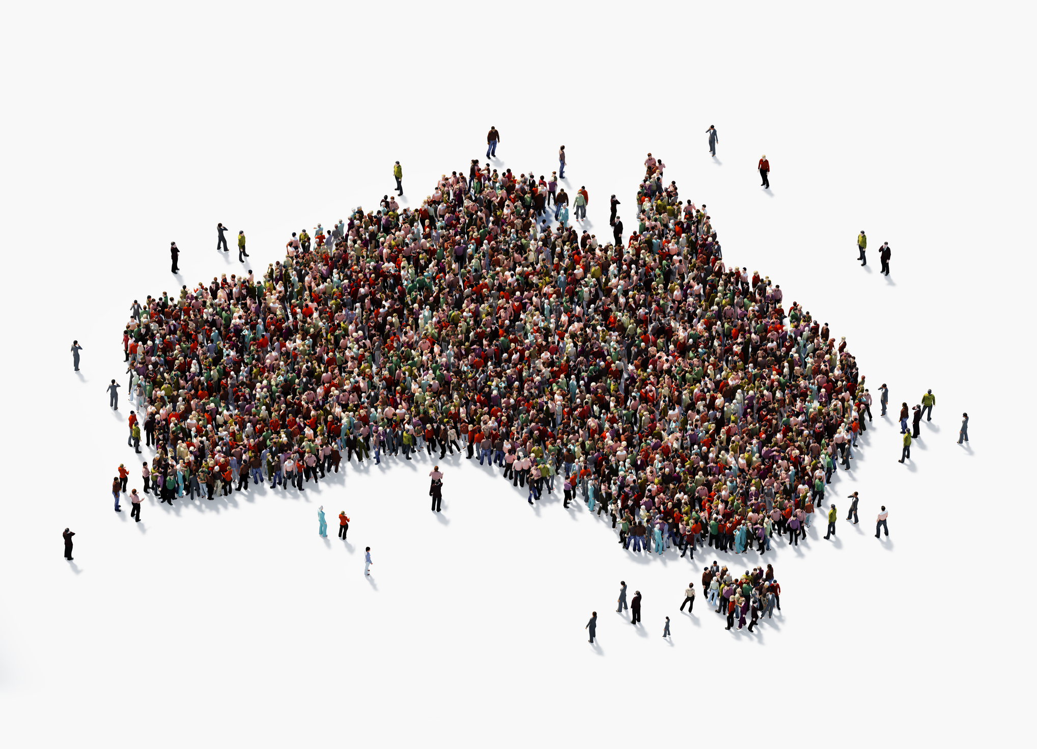 Human crowd forming the Australian continent - PICA Group